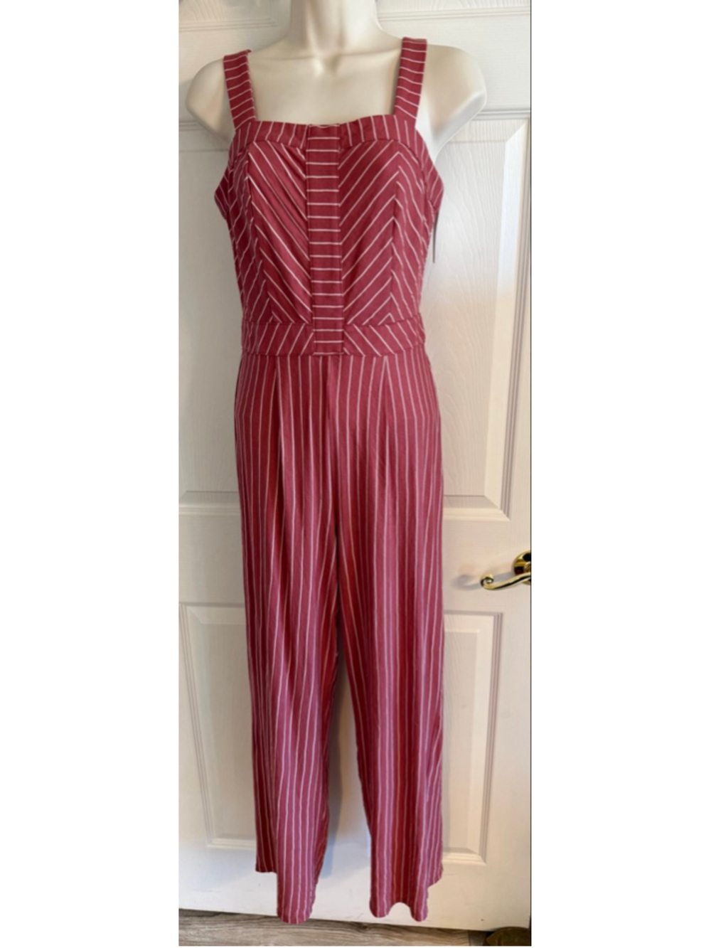 NWT Skies Are Blue Brick Red Striped Wide-Leg Jumpsuit - Size XS